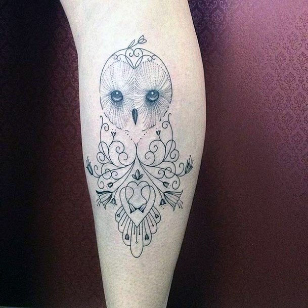 Womens Calves Spherical Owl Tattoo