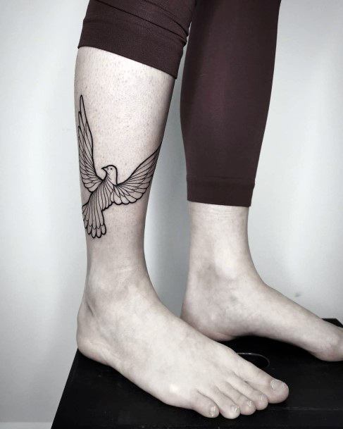 Womens Calves Sweet Dove Tattoo