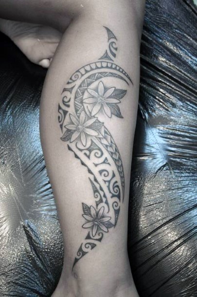 Womens Calves Tribal Tattoo