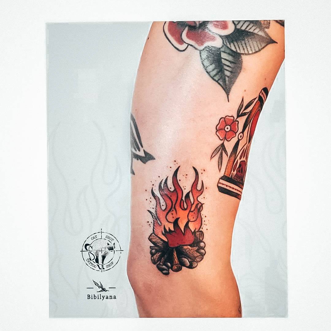 Womens Campfire Girly Tattoo Designs