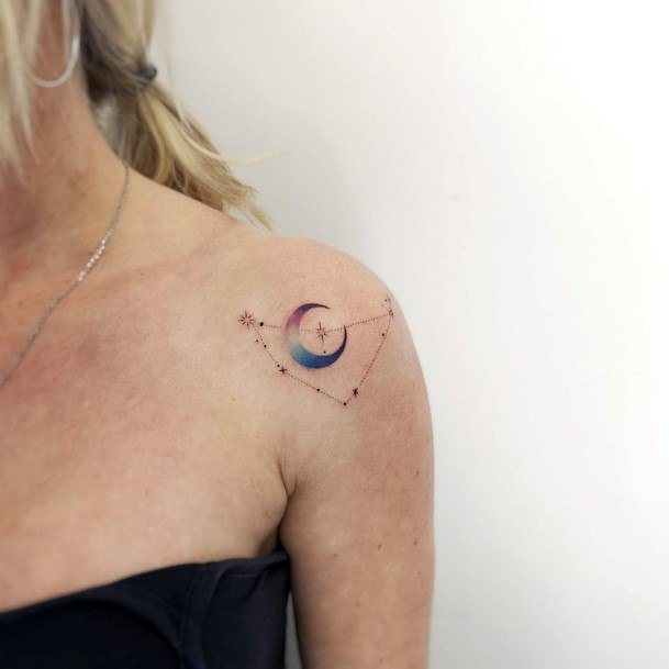 Womens Capricorn Super Tattoo Designs Shoulder Moon
