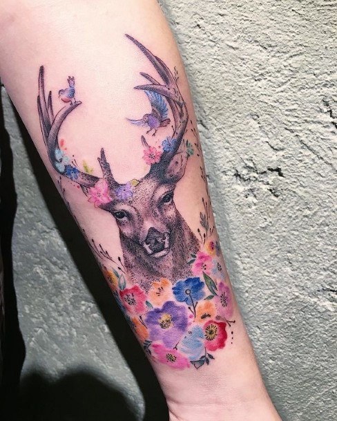 Womens Caribou Reindeer Good Looking Tattoos