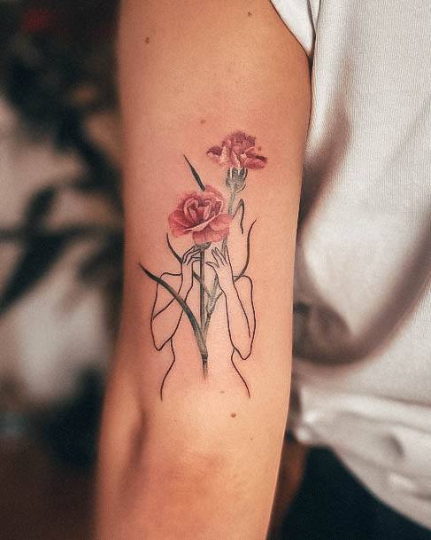 Womens Carnation Tattoo Body Art