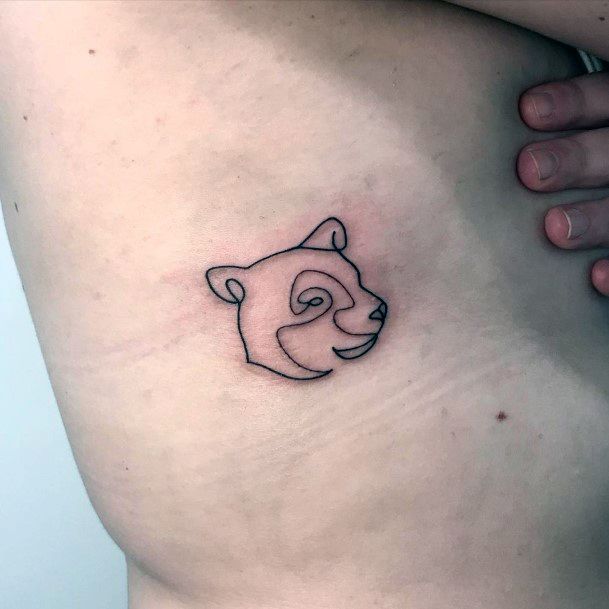 Womens Cartoon Bear Face Tattoo Torso