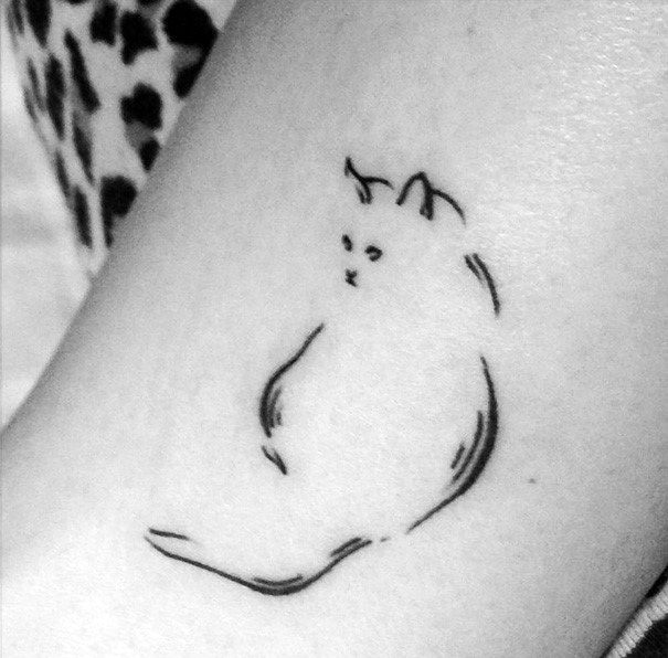 Womens Cat Outline Tattoo