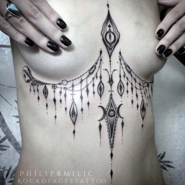 Womens Catchy Underboob Tattoo