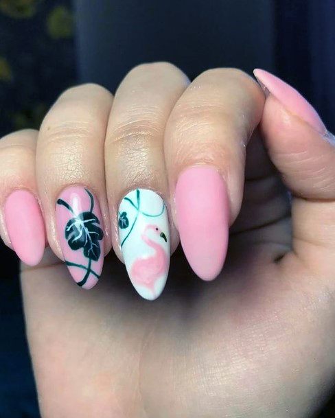 Womens Charming Flamingo Nails