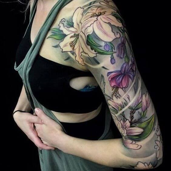 Womens Charming Flower Tattoo Arms