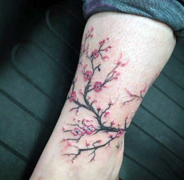 Womens Cherry Blossom Branch Tattoo