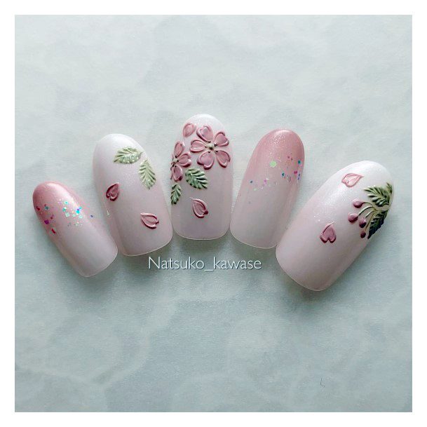 Womens Cherry Blossom Sakura Nail Ideas