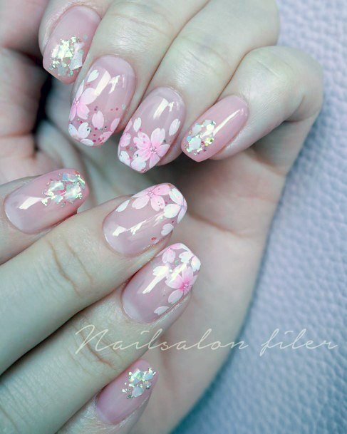 Womens Cherry Blossom Sakura Super Nail Designs