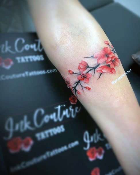Womens Cherry Blossom Tattoo On Hands