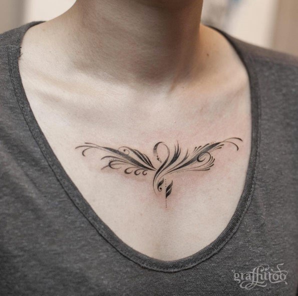 Womens Chest Cool Artistic Tattoo