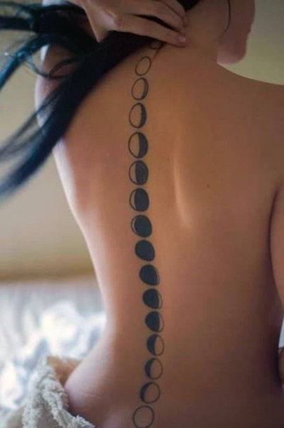 Womens Circular Phases Tattoo Spine