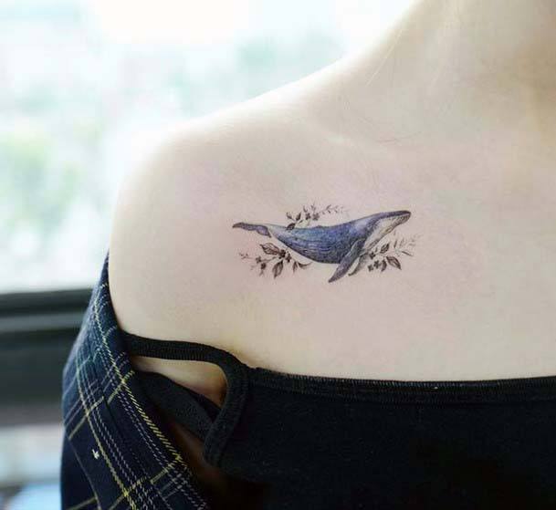 Womens Collarbone Shark Tattoo