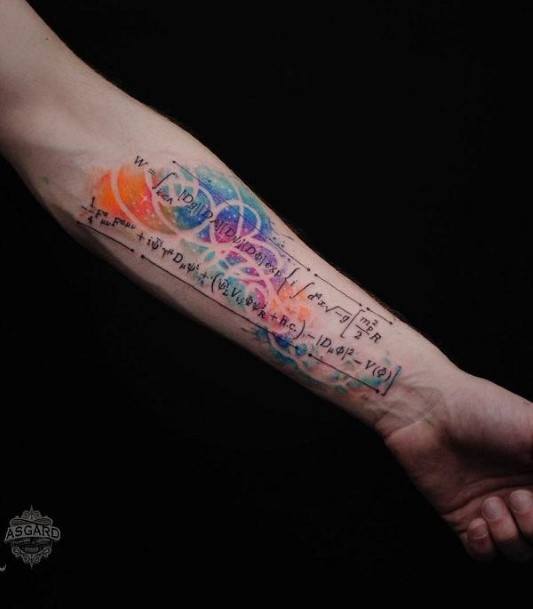 Womens Colored Formula Tattoo Forearms
