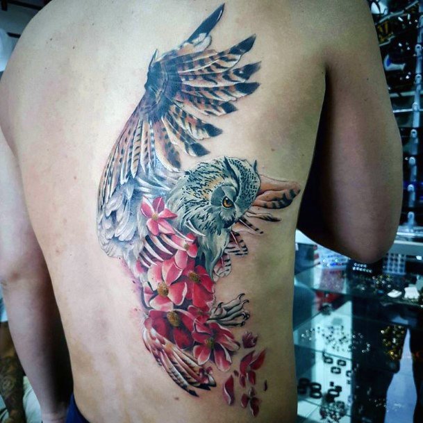Womens Colored Owl Tattoo