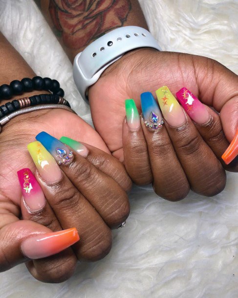 Womens Colorful Ombre Nail Design Inspiration Rainbow