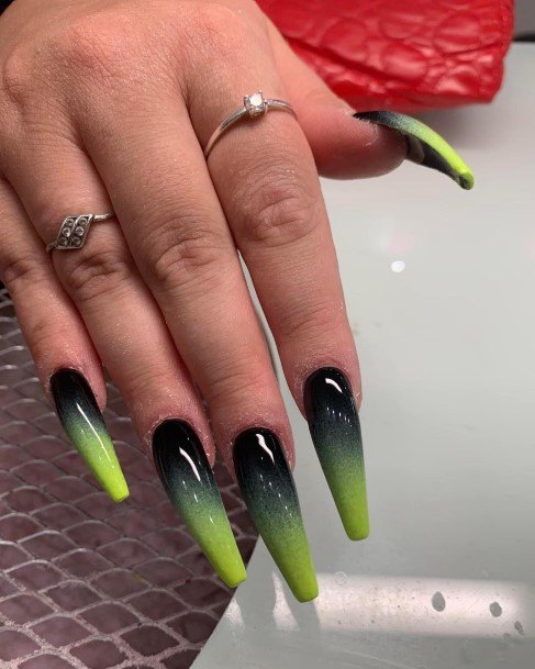 Womens Cool Black And Green Nail Ideas