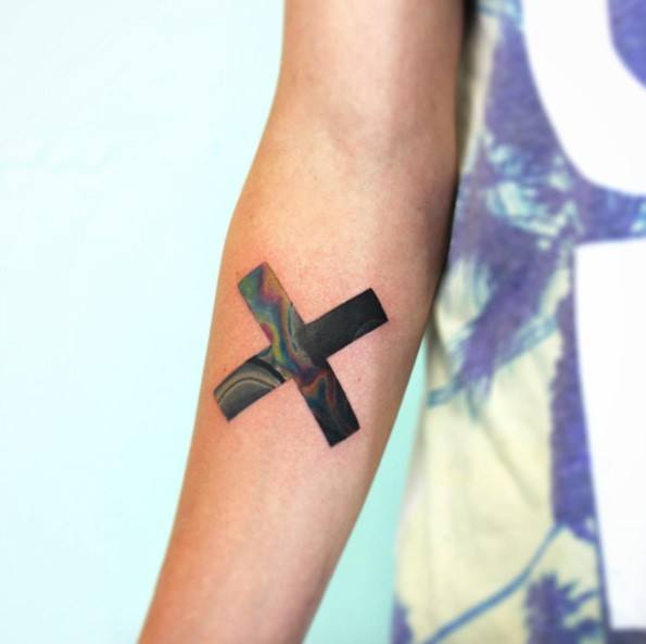 Womens Cool Black Cross Tattoo Forearms