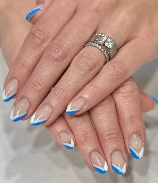 Womens Cool Blue French Tip Nail Ideas