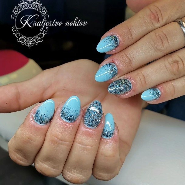 Womens Cool Blue Short Nail Ideas