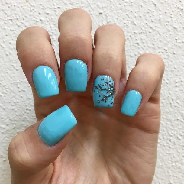 Womens Cool Blue Winter Nail Ideas