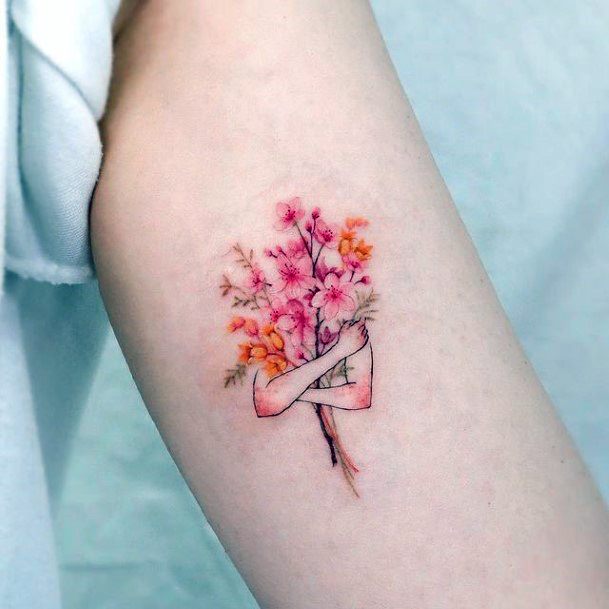 Womens Cool Bouquet Tattoo Ideas