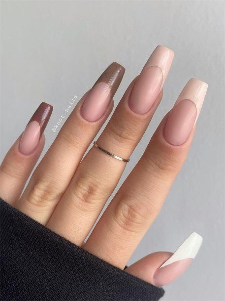 Womens Cool Brown French Tip Nail Ideas