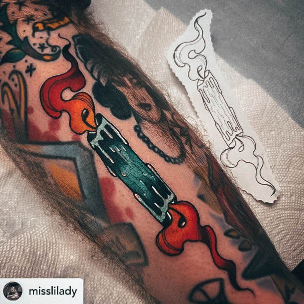 double ended candle girl by Jeff Norton  Tattoos