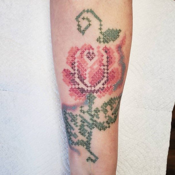 Womens Cool Cross Stitch Tattoo Ideas