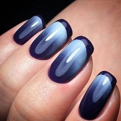 Womens Cool Dark Blue Ombre Nail Ideas