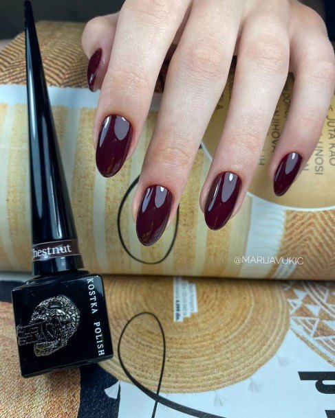 Womens Cool Dark Maroon Nail Ideas