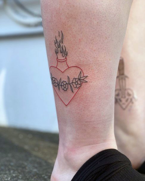 Womens Cool Flaming Heart Tattoo Ideas