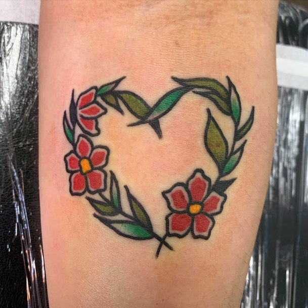 Womens Cool Flower Heart Tattoo Ideas