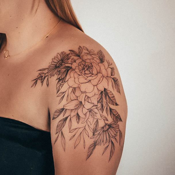 Womens Cool Flower Shoulder Tattoo Ideas