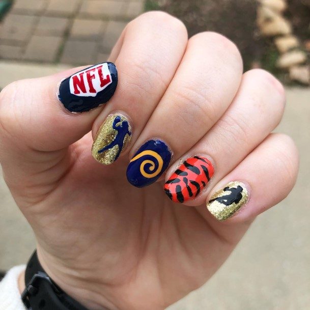 Womens Cool Football Nail Ideas