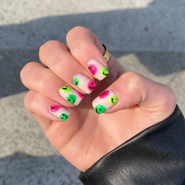 Womens Cool Green And Pink Nail Ideas