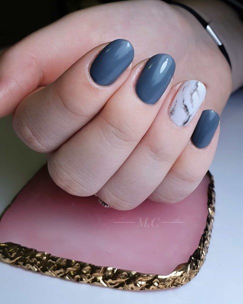 Womens Cool Grey And White Nail Ideas