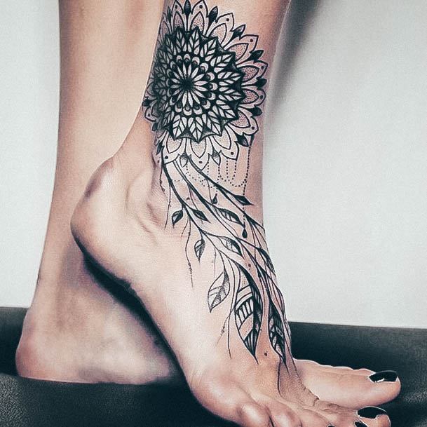 Womens Cool Mandala Tattoo Ideas Foot