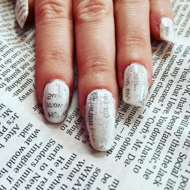 Womens Cool Newspaper Nail Ideas