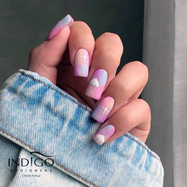 Womens Cool Pink And Blue Nail Ideas