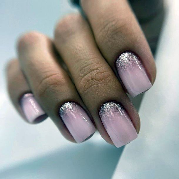 Womens Cool Pink Ombre With Glitter Nail Ideas
