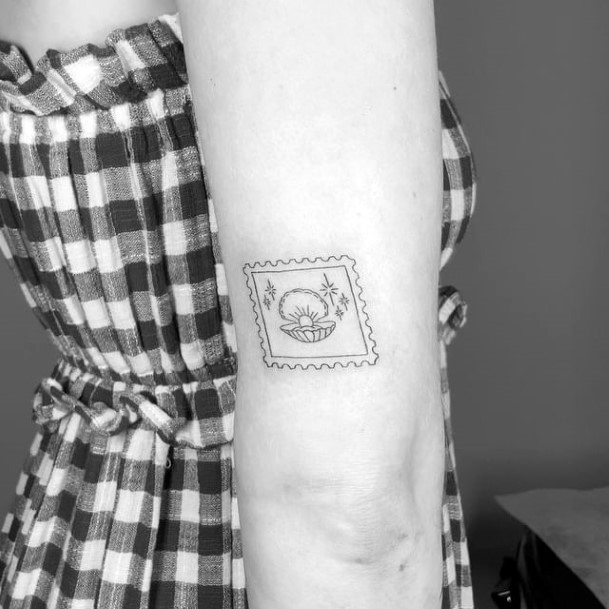 Womens Cool Postage Stamp Tattoo Ideas