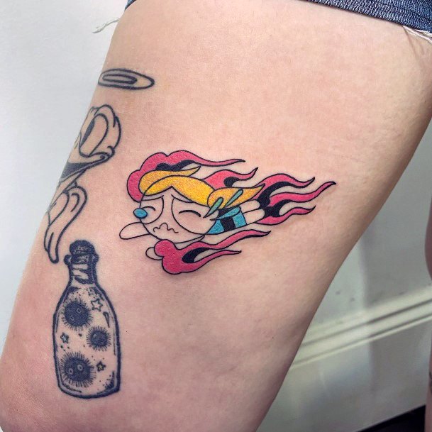 Womens Cool Powerpuff Girls Bubbles Tattoo Ideas