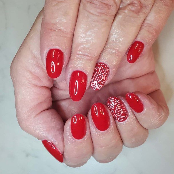 Womens Cool Red And White Nail Ideas