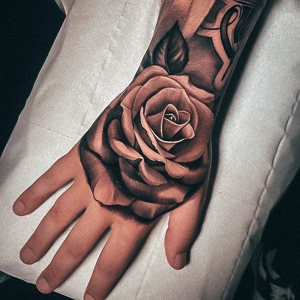 Womens Cool Rose Hand Tattoo Ideas