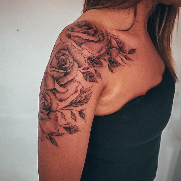 Womens Cool Rose Shoulder Tattoo Ideas