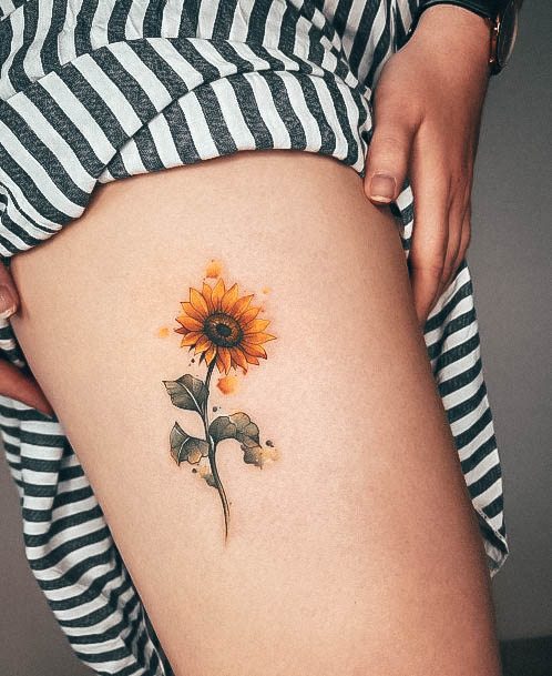 Womens Cool Small Sunflower Tattoo Ideas