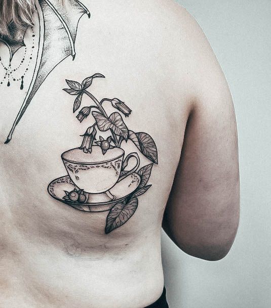 Womens Cool Tea Cup Tattoo Ideas